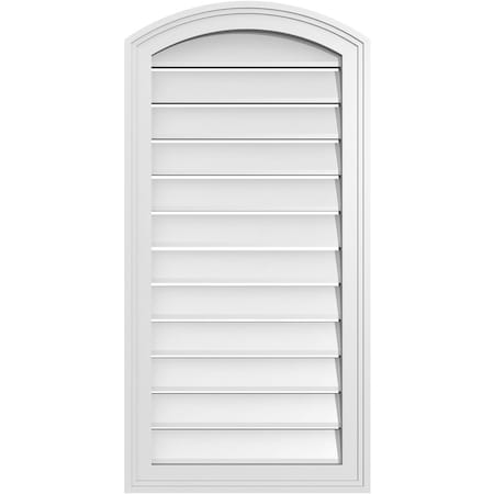 Ekena Millwork Arch Top Surface Mount PVC Gable Vent: Non-Functional, w/2"W x 1-1/2"P Brickmould Frame, 18"W x 34"H GVPAR18X3402SN